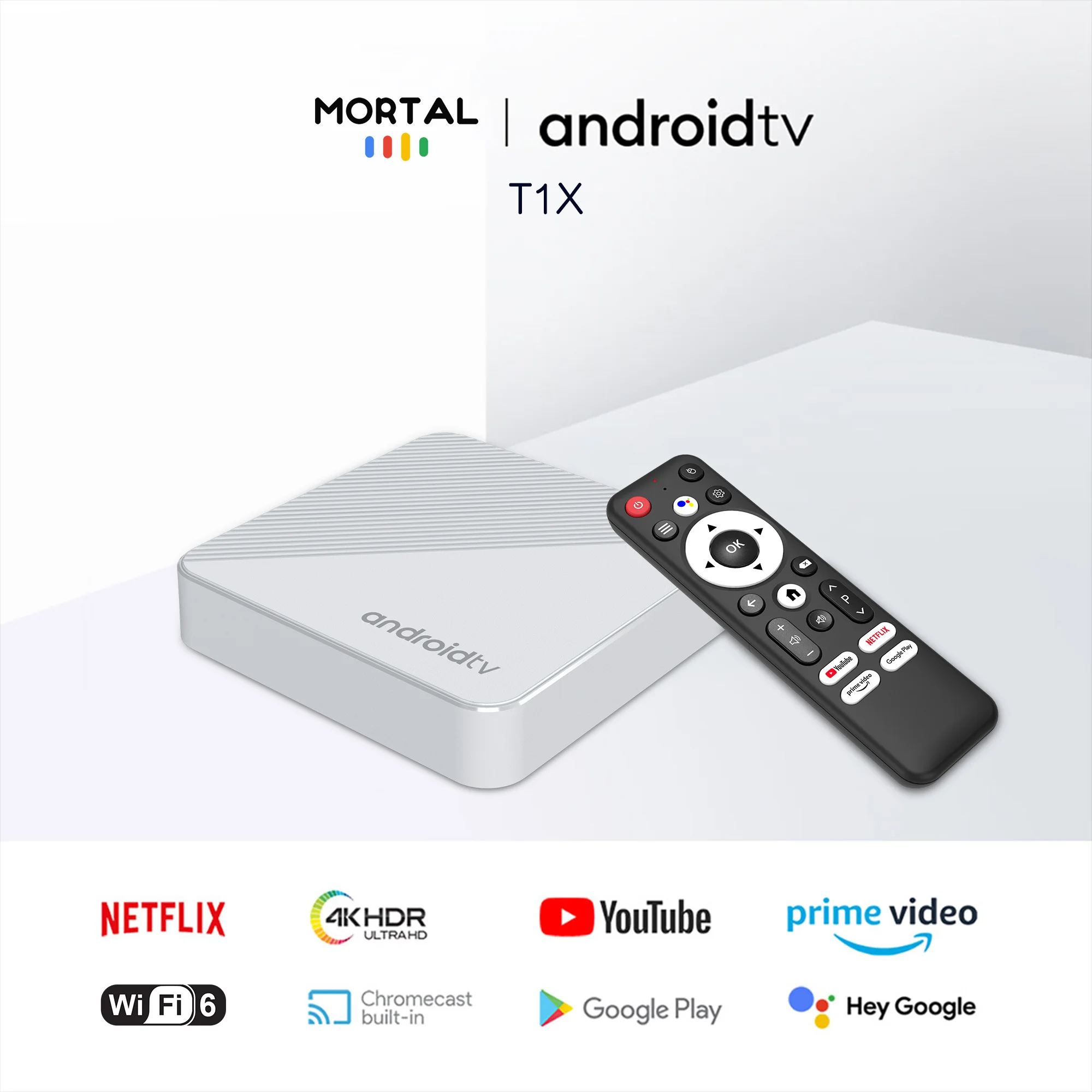 Mortal Android TV Box T1X Android 14 BT5 16GB 2.4&5G WIFI 4K Media