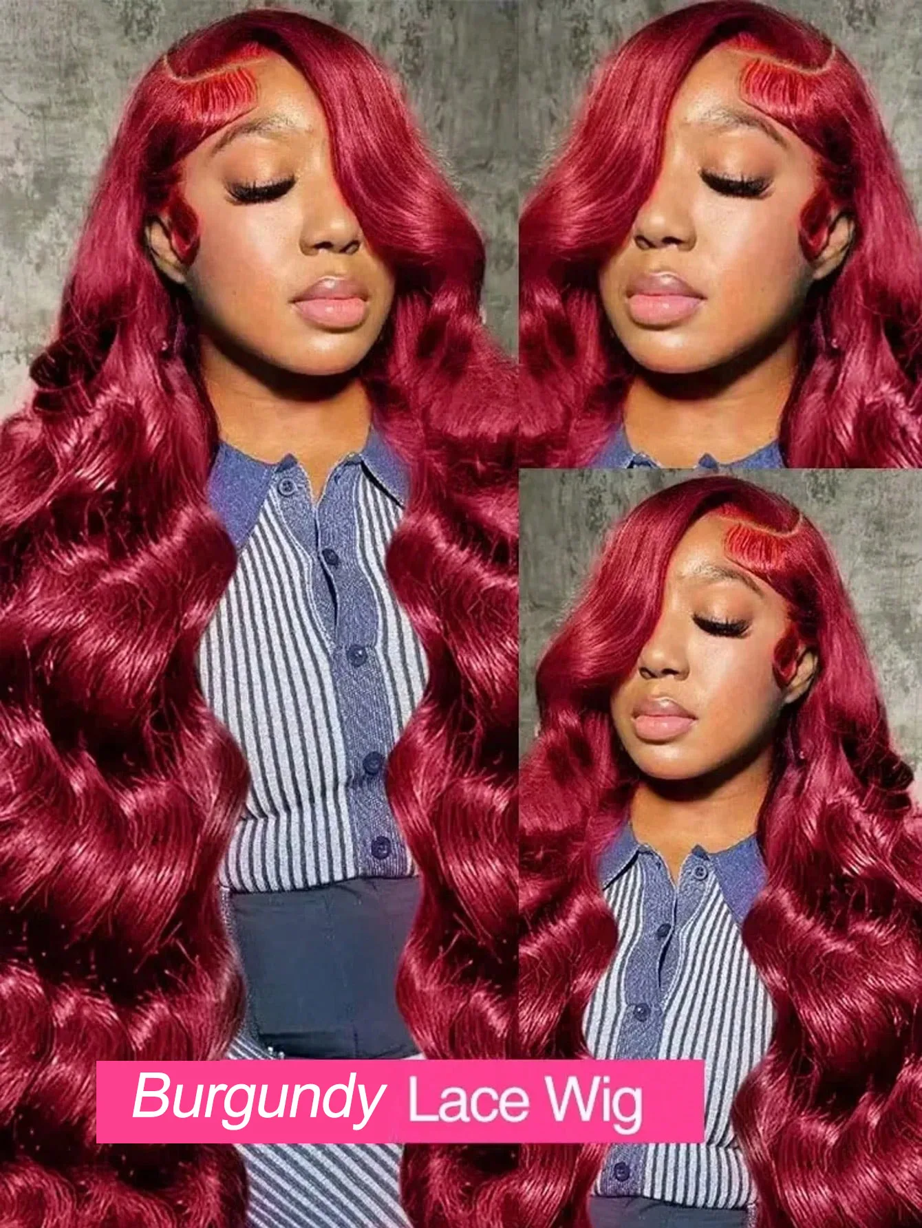 30 Inch 99j Burgundy Lace Front Wigs Human Hair 13x4 Body Wave HD Lace Front Wigs Pre Plucked with Baby Hair 250% Density