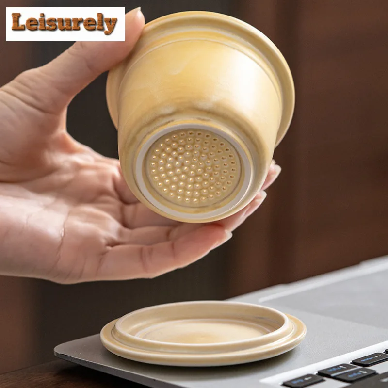 320ml Gradient Distant Hills Straight Body Filter Tea Separator Cup Handmade Tea Mug with Infuser Tea Making Office Water Cup