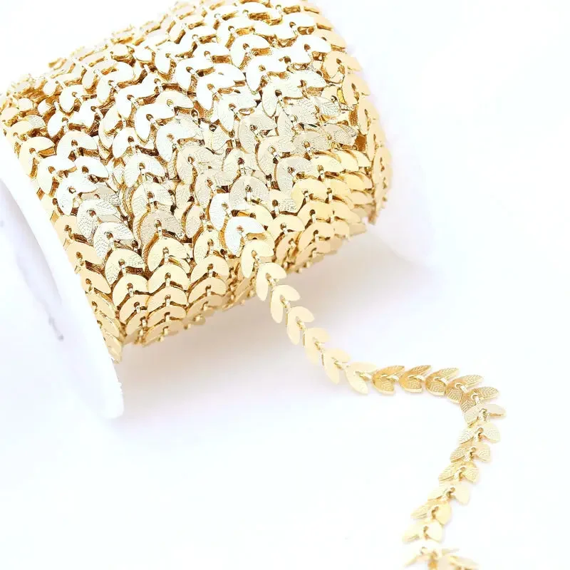 보석 용품 14k 진짜 금 도금 중공 잎 체인 DIY 팔찌 목걸이 귀걸이 보석 만들기 결과