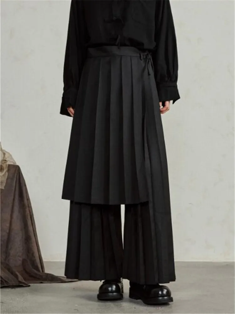 

2024 нишевые дизайнерские разборные плиссированные повседневные брюки, фартук для разборки из двух предметов, широкие брюки