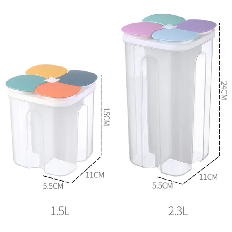 4 Grids Cereals Sealed Jar Kitchen Cereals Storage Box Plastic Food Container Moisture-proof Grain Tank Spaghetti Keep Fresh Box
