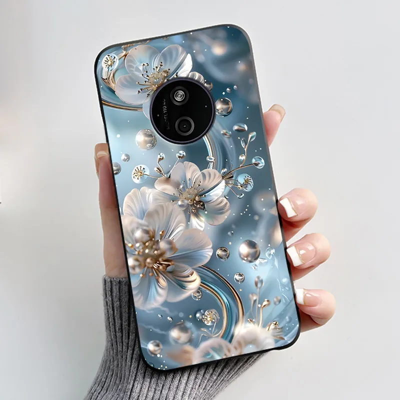 Luxury Fashion Butterfly Flowers Painted Black Soft TPU Silicone Case