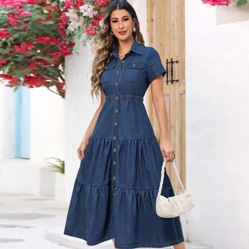 فستان دنيم طويل نسائي - Shop1103312570 Store
