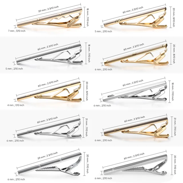 1PC Tie Clip For Men Cufflinks Man Shirt Minimalist Wedding Men's Tie Clips Gold Plated Tie Pin Cuffs Men Gift Business Party 2