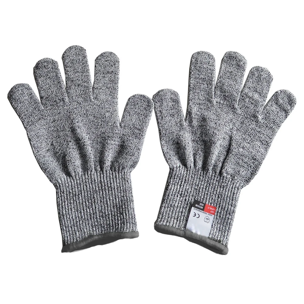 Anti Cut Gloves 1Pair Grey Black HPPE EN388 ANSI Anti-cut Level 5 Safety Work Gloves Cut Resistant