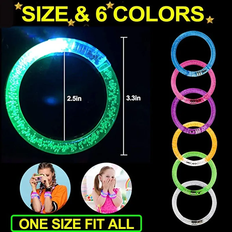 Glow Sticks Bracelets Led Light Up Bracelets Luminous Bangle Glow In Dark  Party Supplies Rave Toy Wedding Deco Festival Birthday - Glow Party  Supplies - AliExpress