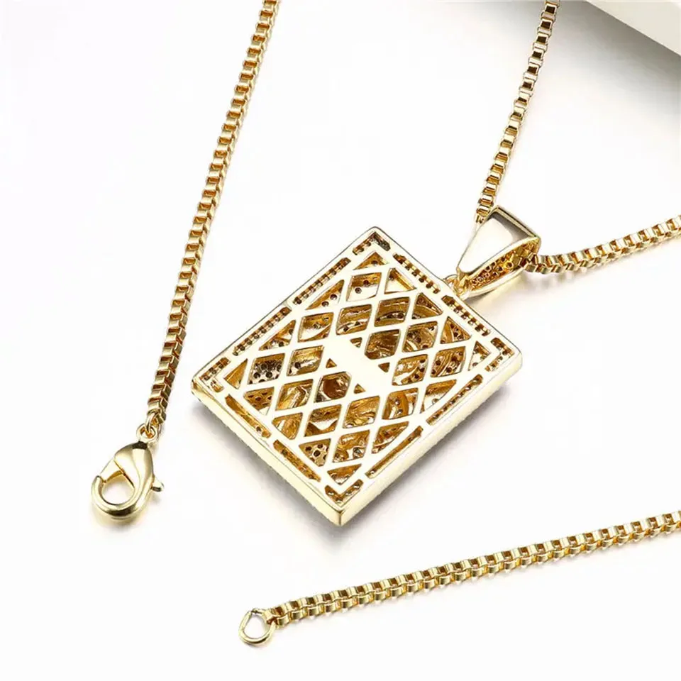 VANAXIN Punk Mom And Kid Iced Out Paved AAA Full Cubic Zirconia Pendant Necklace For Men Hip Hop Silver Color  Jewelry 2