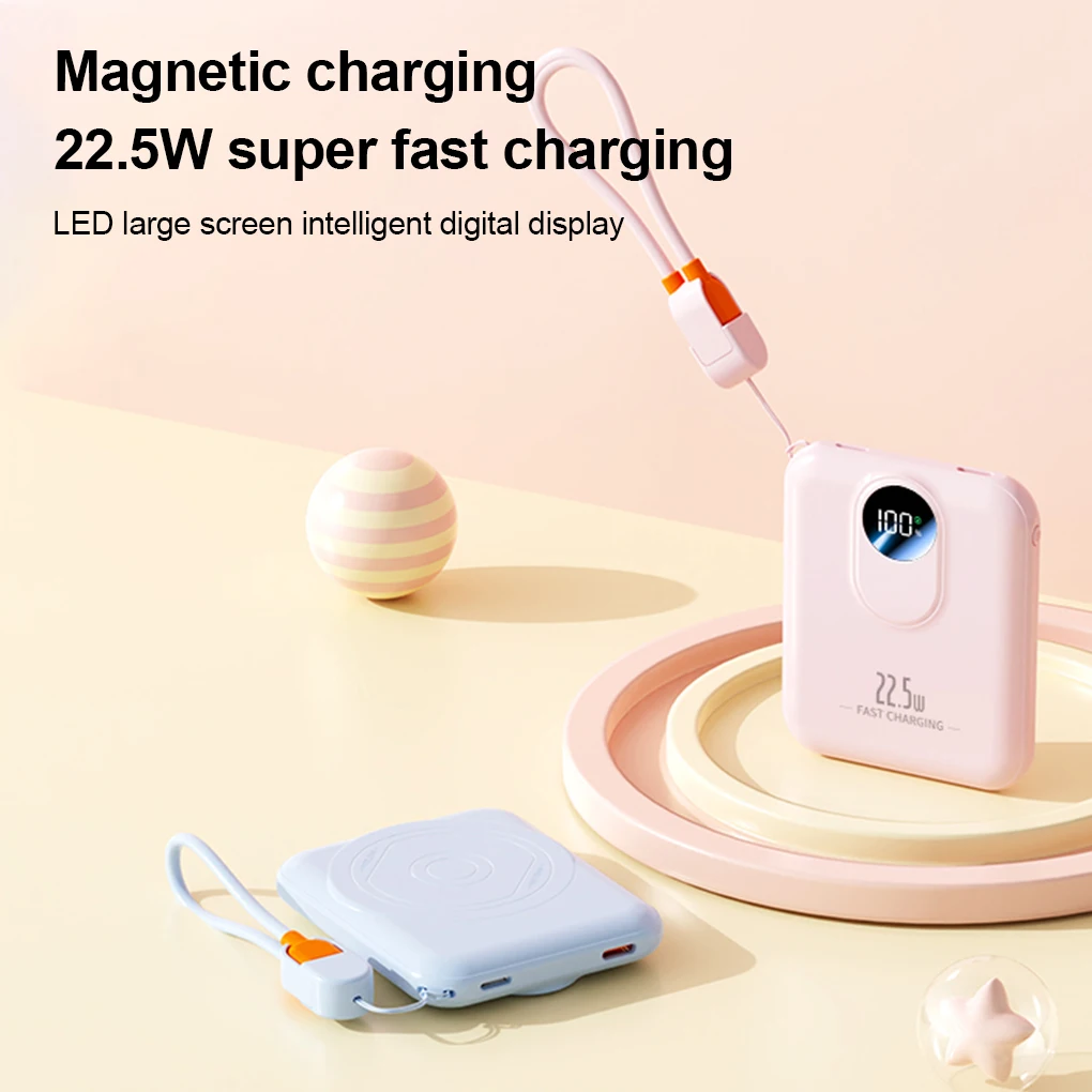 5000mAh Magnetic Wireless Power Bank With LED Digital Display For iPhone Samsung 22.5W Fast Charging Portable PowerBank 2