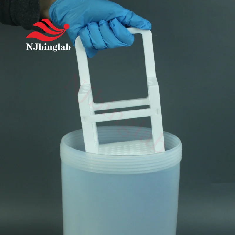 NJbinglab PTFE 5-inch Photolithography Mask Cleaning Basket for Wafer Process Semiconductor Manufacturing