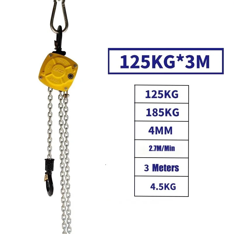 

125KG 250KG Hand Chain Hoist For Car Lift Block Crane Electric Wrench Back 3M Lifting Chain Hoist