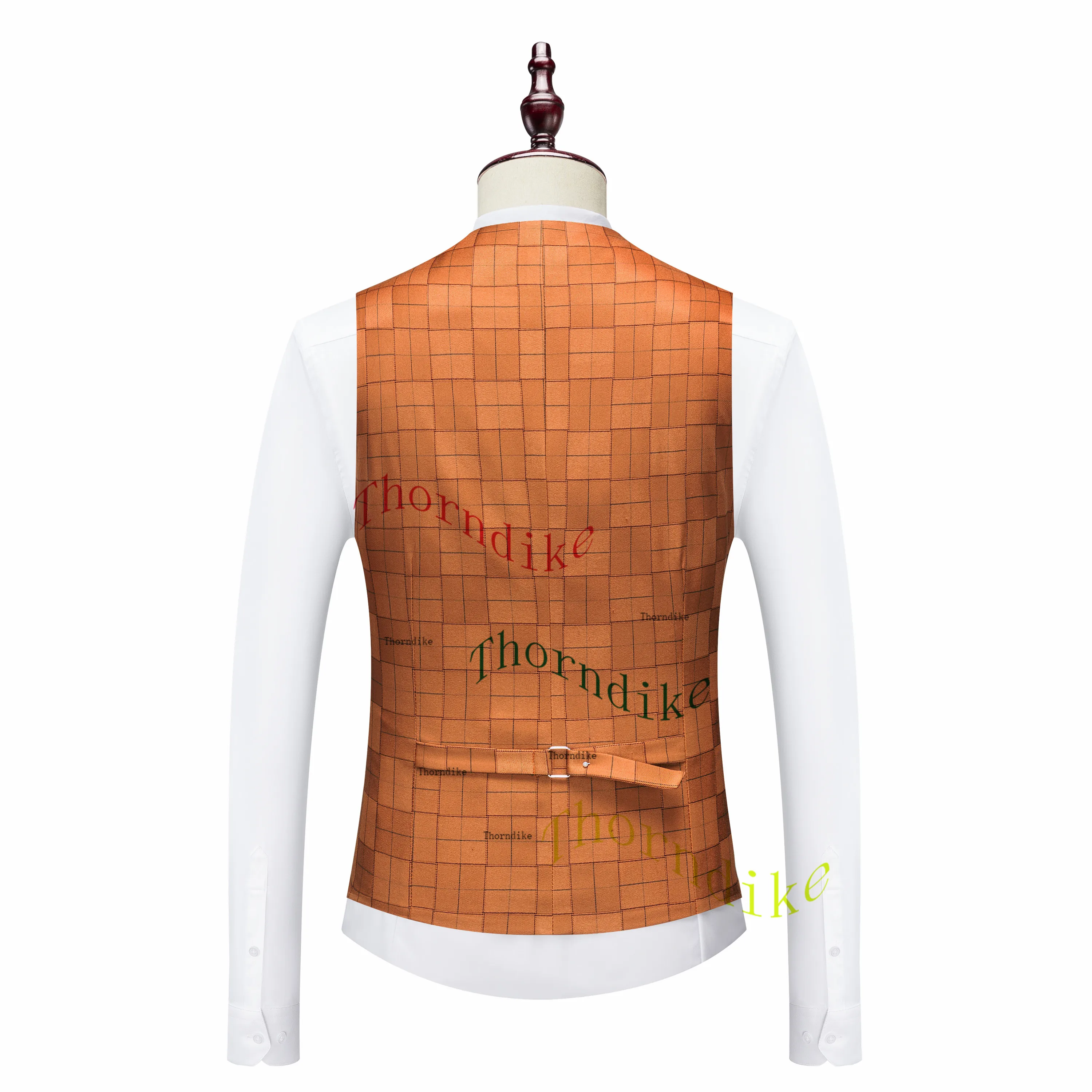 Thorndike Elegant Orange Single Breasted Men Suit Wedding Tuxedos Groom Suits For Male Business Men (Jacket+Pants+Vest)