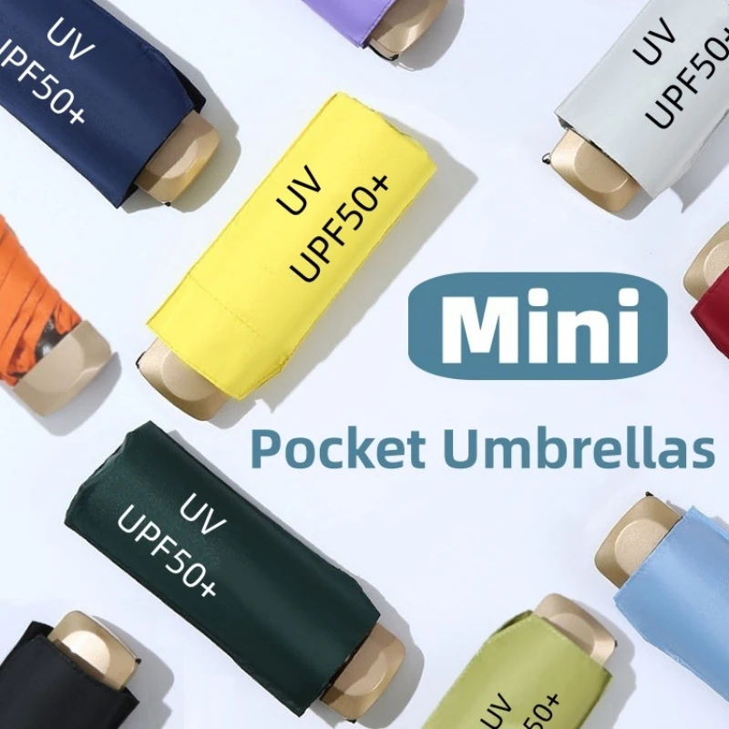 Mini Pocket Umbrella Sun Rain Umbrellas Vinyl Folding Umbrella UV Protection Sun Shade Pocket Parasol Capsule mini umbrella