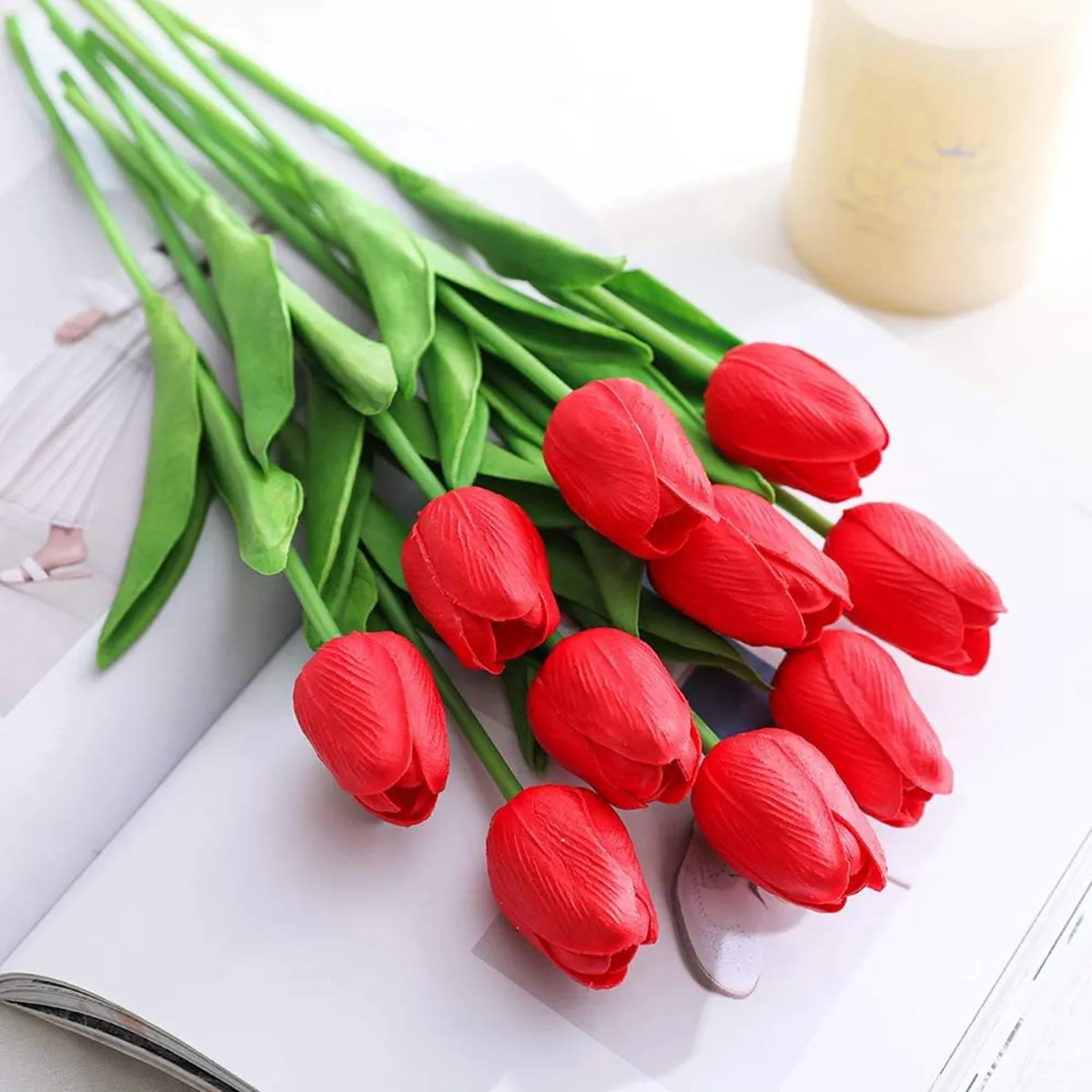 Artificial Flowers Realistic tulip Home decoration Wedding Garden Garland bride Mother's Day Bouquet Diy Gift