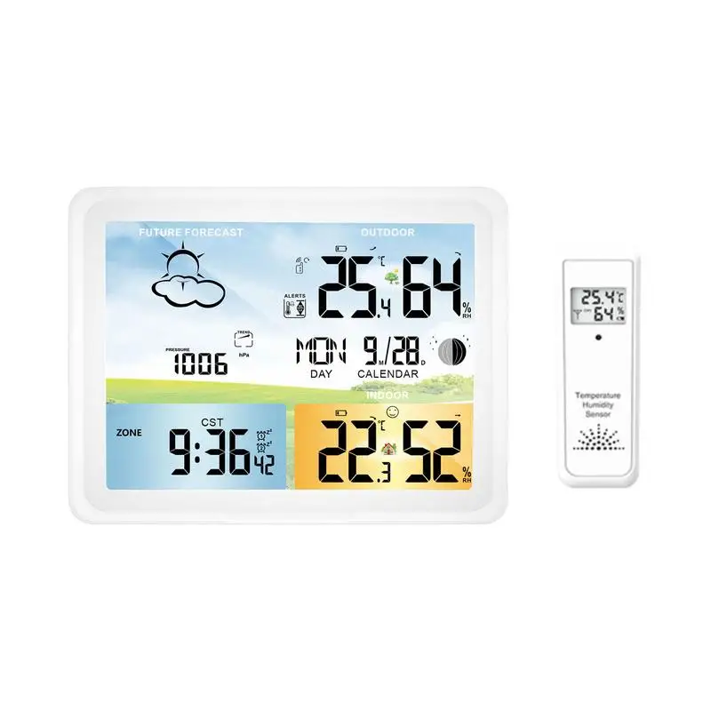 

Weather Station Wireless Digital Color Display Indoor Outdoor Forecast Weather Thermometer Humidity Temperature Monitor