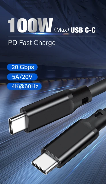 USB C to Type-C Cable 100W USB 3.2 Gen 2X2 20Gbps PD 100W Fast Charging 4K  Video Data Cord for Thunderbolt 3/4 MacBook Pro 3M 5M - AliExpress