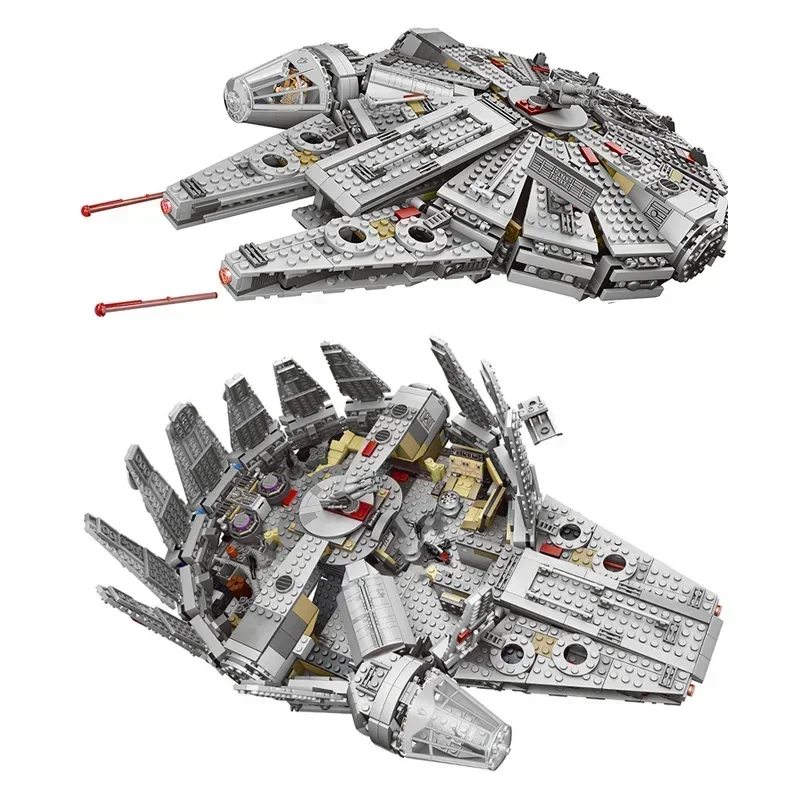 Spacecraft Building Blocks Toy 1381 Pcs Space Millennium War Ship Spacecraft Set Falcon Alien MINI 75105 Figure Model Building Blocks Bricks Toy Kids Gift