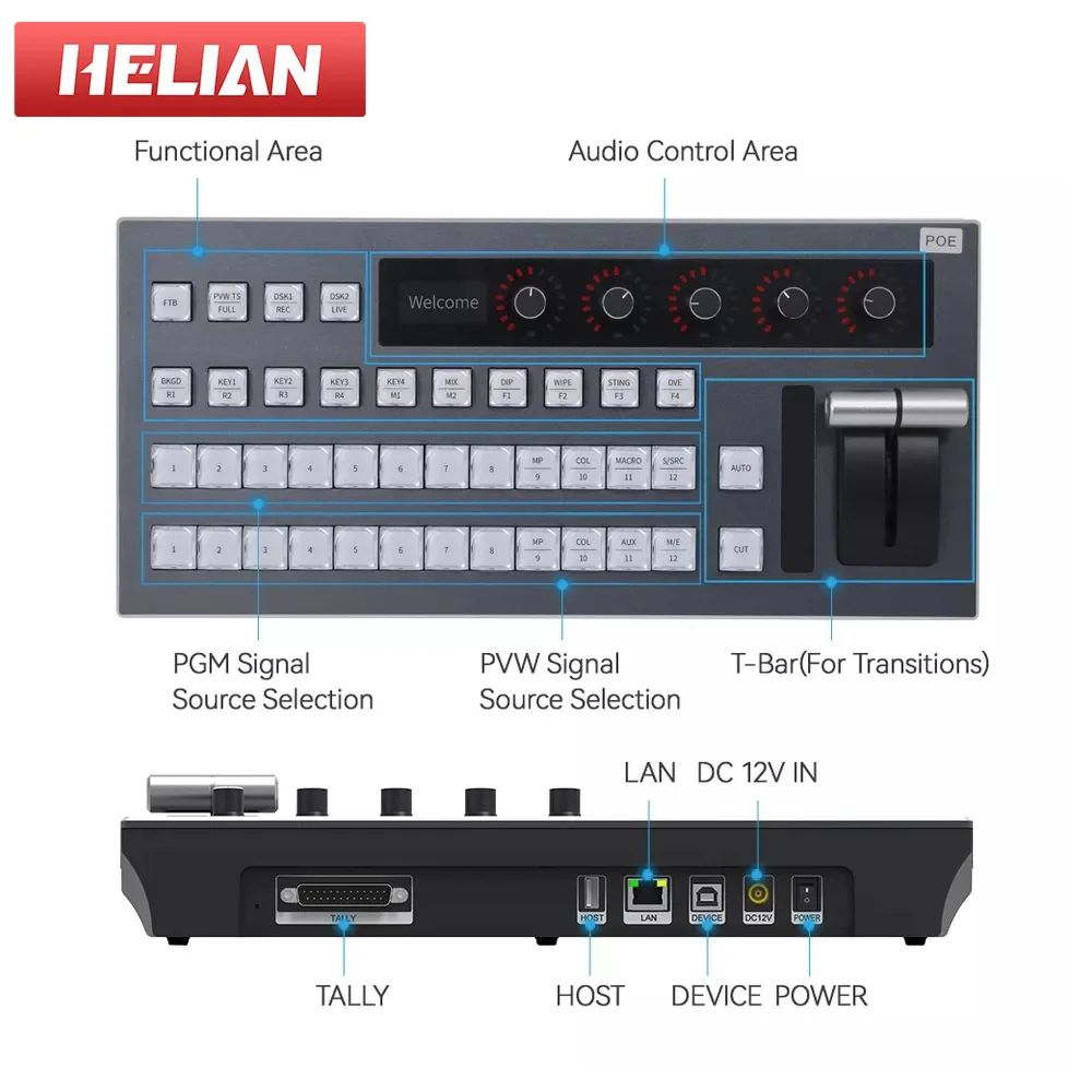 USB ATEM Controller LAN VMIX Video Mixer Switchers For VMix Software Live Streaming Matrix Switchboard Control Panel ezolen usb vmix panel switches controller video mixer switcher broadcast equipment for large live streaming