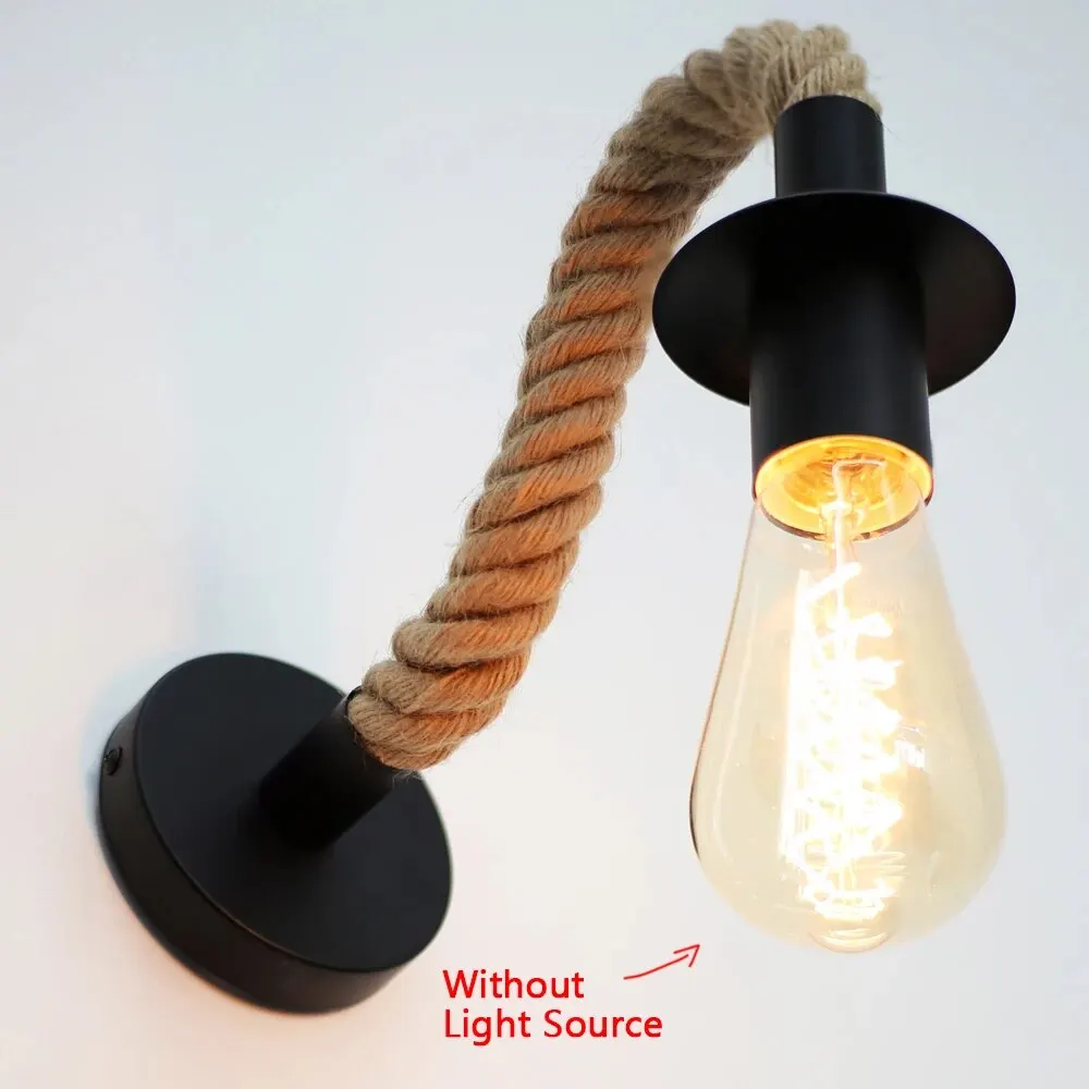 Wall Light Retro Vintage Hemp Rope E27 Wall Lamp 110V 220V Indoor Loft Outdoor Corridor Industrial Sconce Bedside