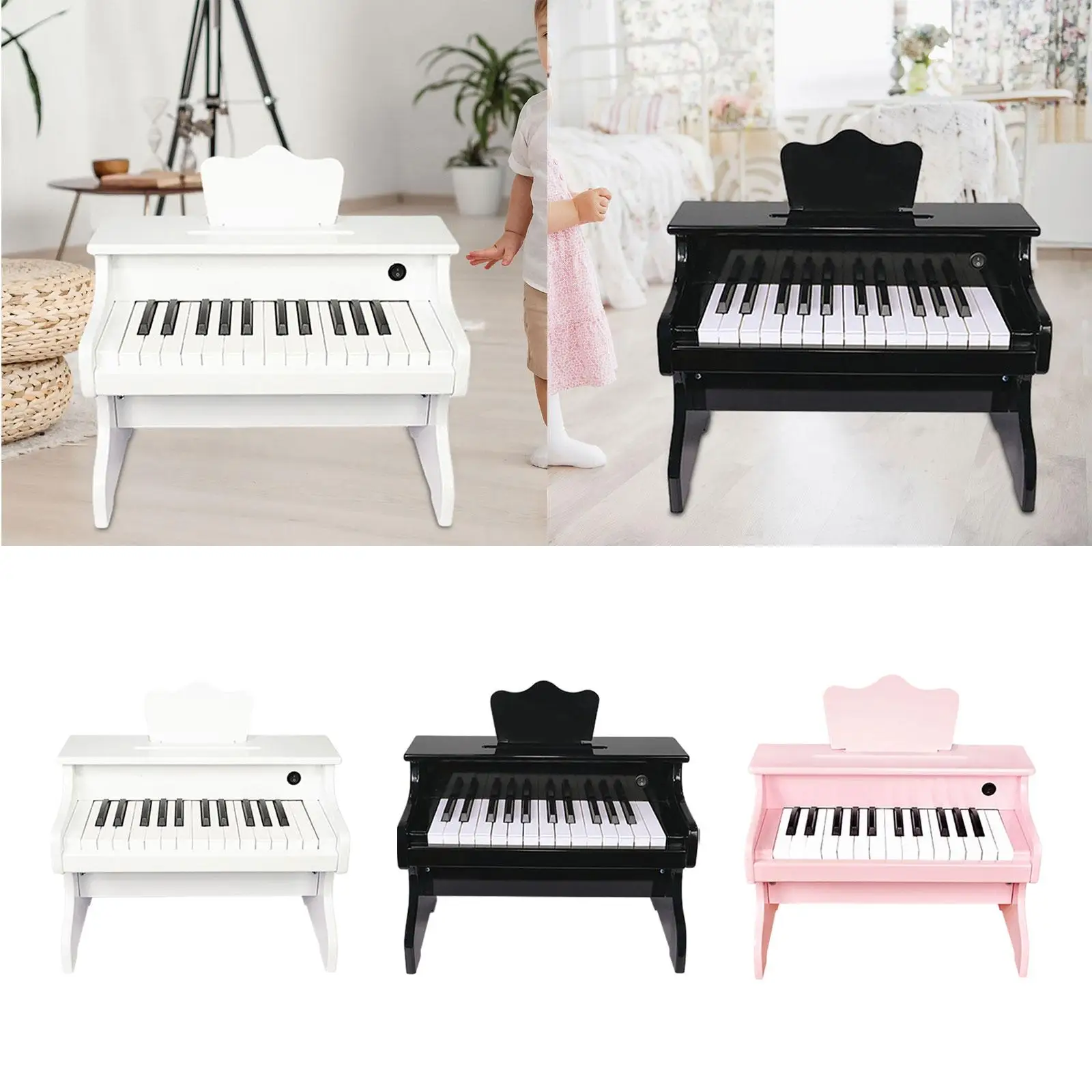 Kids Piano Keyboard Wood Piano for Toddlers 25 Keys Portable Music Keyboard Instrument Toy for Boys Girls Children Gift Play
