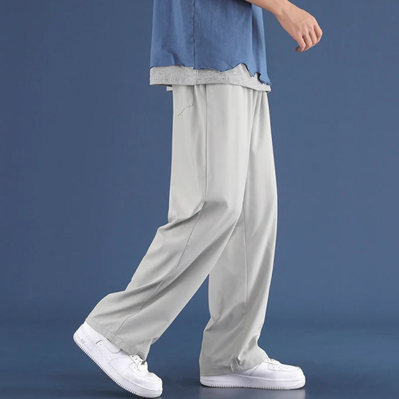 Men Ice Silk Sweatpants Drawstring Streetwear Harajuku Jogger Trousers Y2k Style Sport Gym Oversized Baggy Wide Leg Pants 8XL wide leg pants,wide leg sweatpants