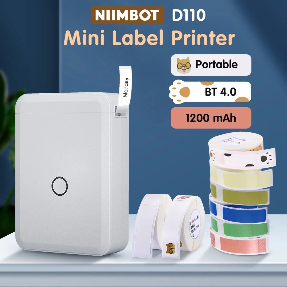 Niimbot D110 Label Maker Mini Portable Printer Machine Labeling Thermal