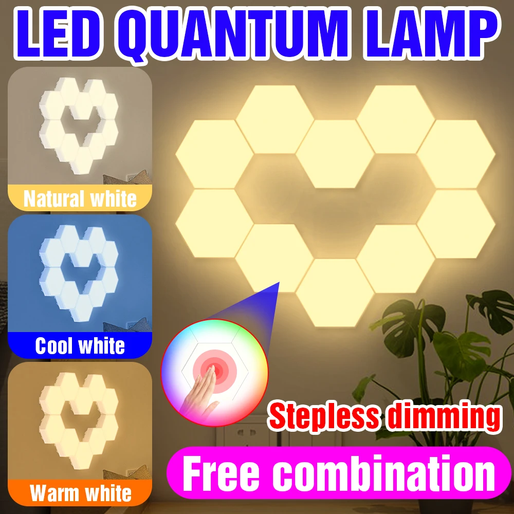 

LED Nightlight Touch Sensor Sensitive Wall Lamp DIY Hexagonal Modern Creative Bedroom Bedside Light Decoration Home Night Lamp