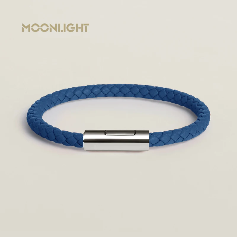 Classic Designer Men Women Leather Bracelet Stainless Steel Button Hand-woven Female Jewelry 15 Colors leather bracelet