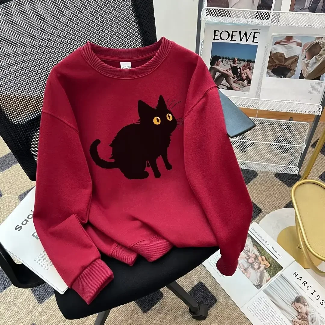 2023 Spring and Autumn New Round Neck Hoodie Women Plus Size Fat Mm Chubby Design Loose Top Winter Couple Plus Size Sweatshirts