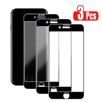 Pellicola salvaschermo nera da 3 pezzi per iPhone 7 8 6 6S Plus vetro temperato
