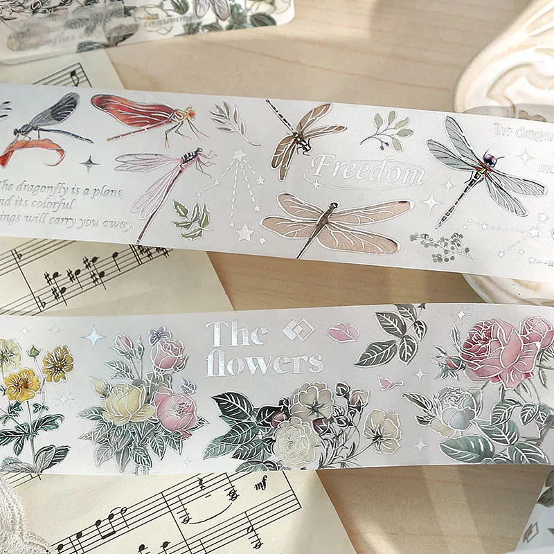 

Hepaper Tape Flower Bird Marine Animal Series Artistic Hot Silver Feather Plant Hand Tent Decorative Sticker With Bottom Layer