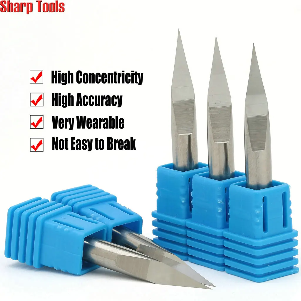 

20 Angle 6x0.1mm 3-Face Tungsten Carbide End Mill CNC PCB Router Bit Aluminum Metal Engraving Cutter Pyramid V Carving Tool 10pc