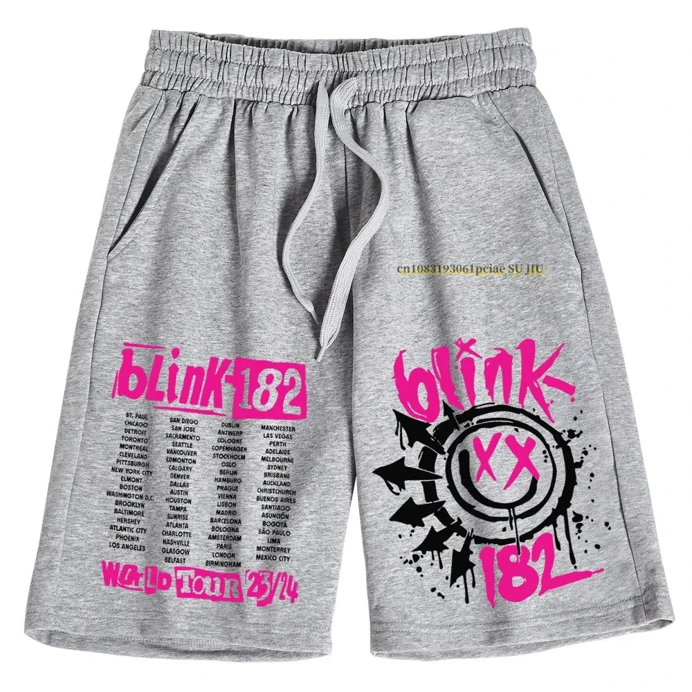 High Quality Fashion Leisure Blink 182 Shorts World Tour 2024 Popular Music Fans Pants Cotton Trousers Man Woman Pants 2