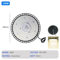 Ultra - Bright UFO LED High Bay Lights - Waterproof Commercial & Industrial Lighting Solution (100W - warm light)