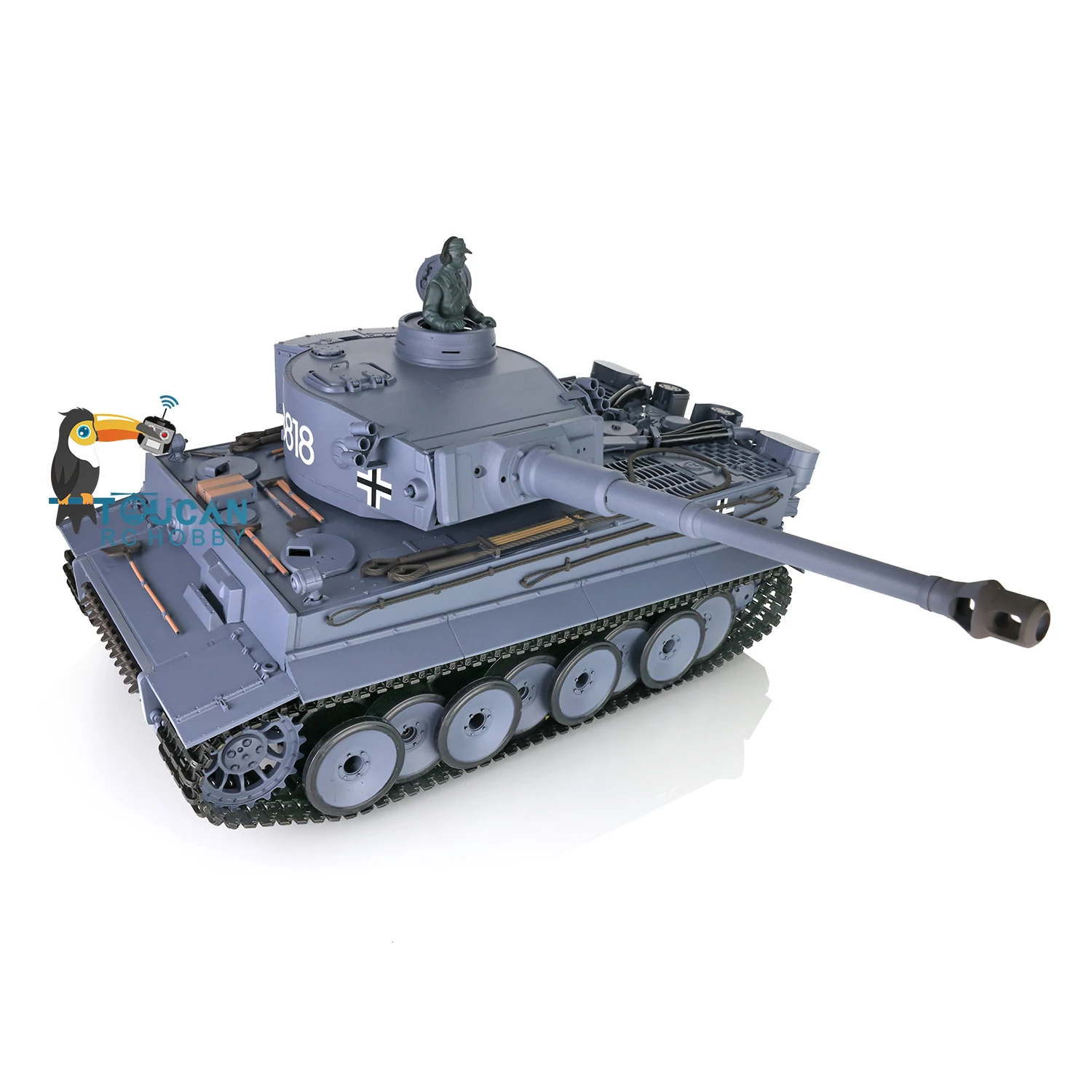 Heng Long TOUCAN 1/16 RTR RC Tank 7.0 Plastic German Tiger I 3818 Barrel Recoil BB Shoots IR Combat Smoke EffectModel TH17234 5