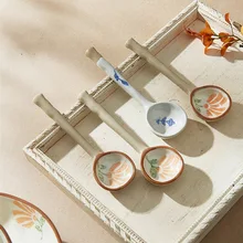 

Ins Style Japanese Style Stoneware Small Soup Spoon, Ceramic Spoon, Long Handle Spoon, Household Cute Creative Rice Spoon