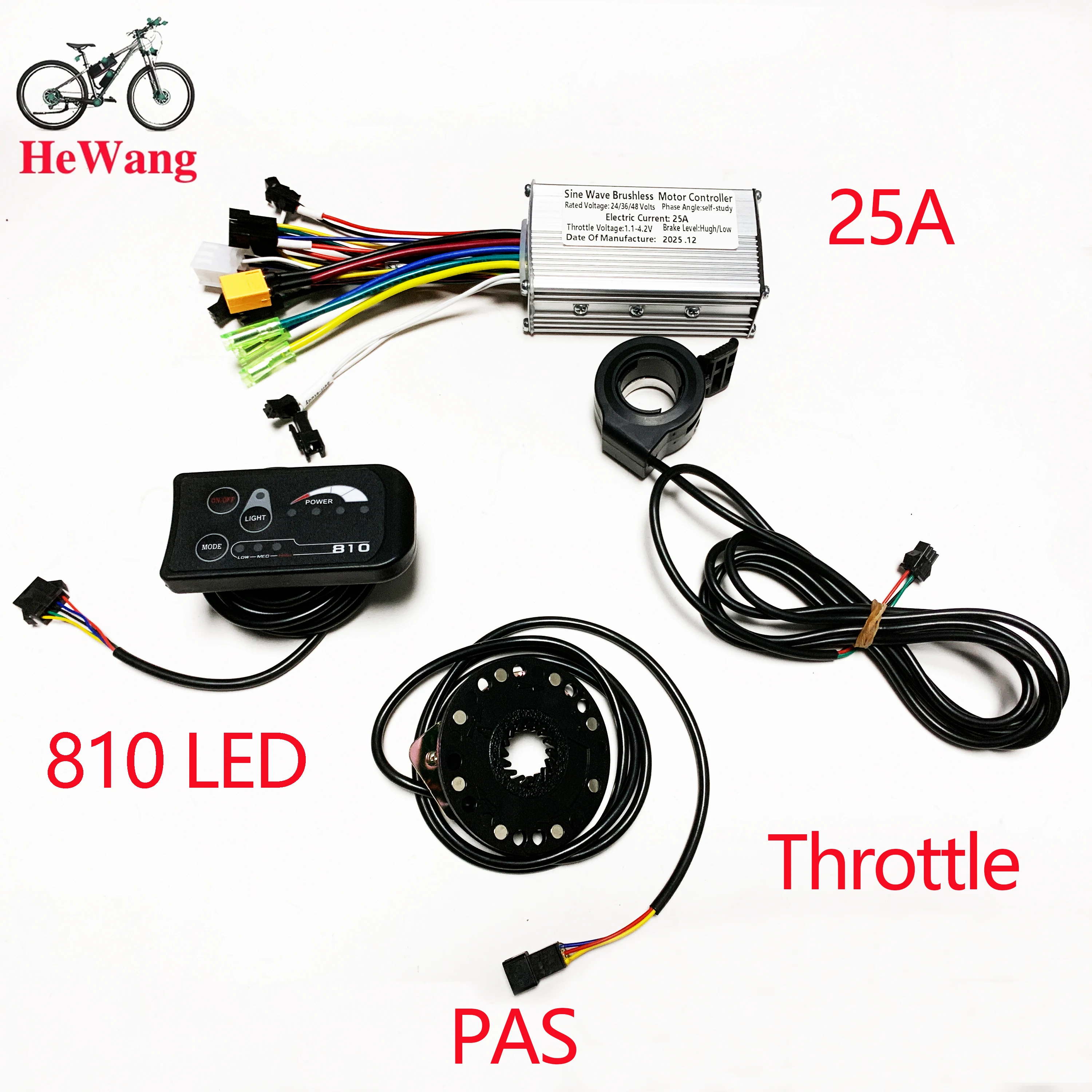 24V 36V 48V 350W 500W Brushless Motor sine wave Controller 25A/30A . S810 LED Di