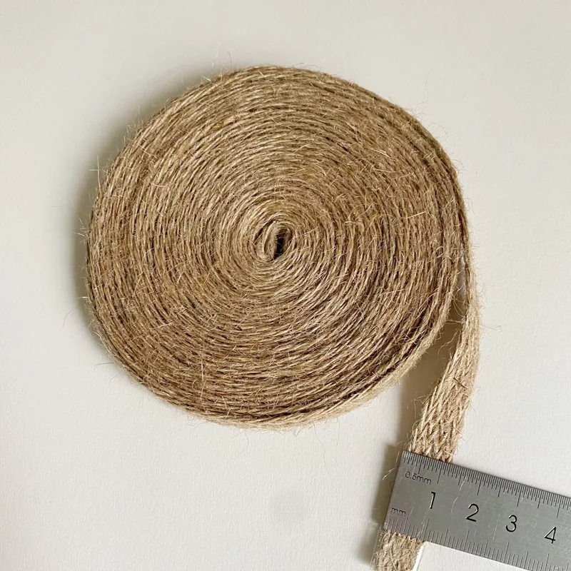 5m Hemp Cords Macrame Jute Rope Braided Flat Burlap Ribbon Strings Twine Hessian Vintage Wedding Decoration for Home Decor