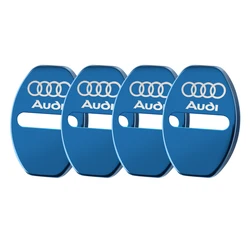 4PCS Car Door Lock Cover Case Sticker - Stylish Auto Accessories - 4PCS (Audi - Blue)