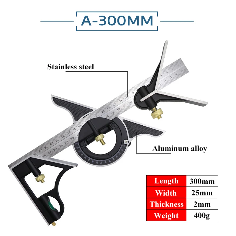 Adjustable Ruler Multi Combination 300mm/600mm Square Angle Ruler Measuring Set Universal Ruler Right Angle Protractor Tools ph measuring device Measurement & Analysis Tools