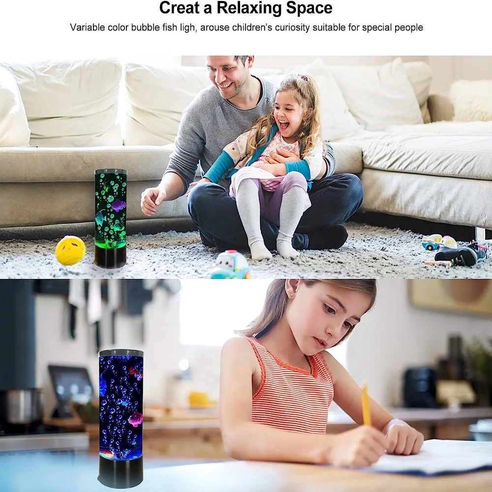 16 barev měnící bublinková lampa na ryby USB plug-in Mini rybí lávová lampa s dálkovým ovládáním Noční světlo Pro děti Dospělí Dárek_voghion.com