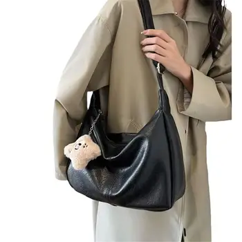 Trendy Slouchy Shoulder Bag for Women PU Leather Large Capacity Underarm Bag Retro Ladies Hobo Tote Bag 1
