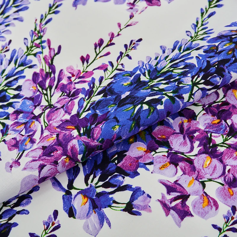 Wisteria Print Pure Cotton Fabric, Fabric for Dress Shirt, Telas Por Metro Tissus, Au Metre, DIY Sewing, 2022 6