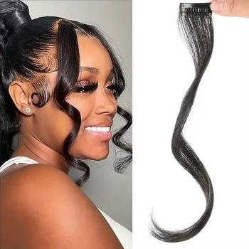 Long Side Air Bangs Wavy Curly Clip In Fringe Bangs Wig Front Side Bangs For Women Synthetic Hairpiece Hair Extensions Fake Hair