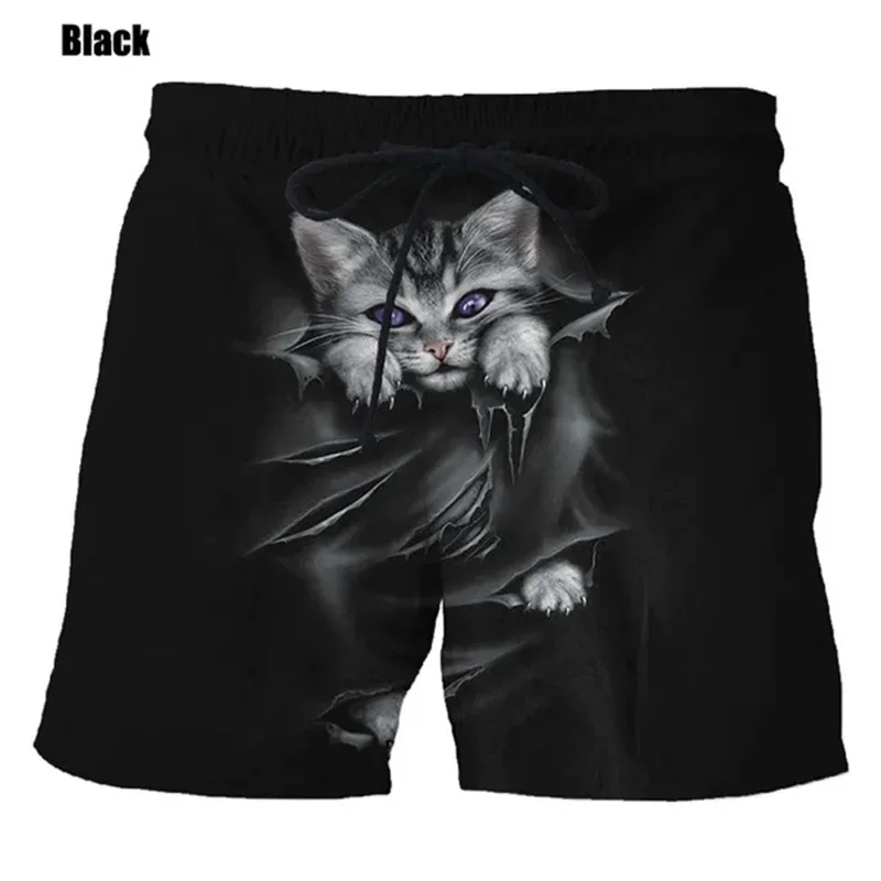 New Fashion Cute Cat Graphic Board Shorts For Men 3D Printed Casual Unisex Funny Animal Beach Swimming Shorts Men Trunks 3