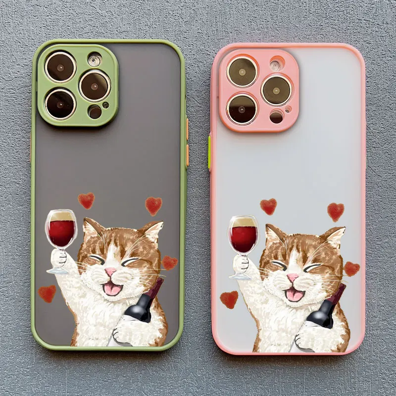 Charming Happy Cat Red Wine Decorative Phone Case