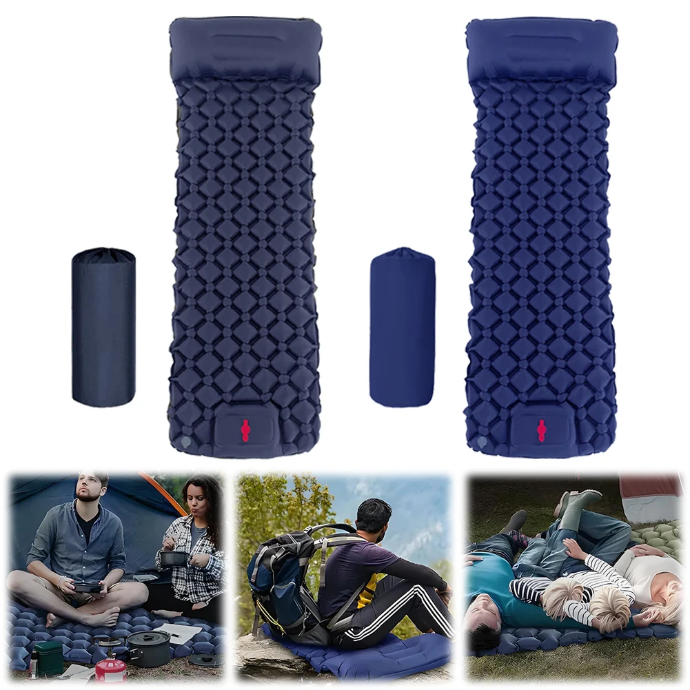 Outdoor Camping Inflatable Sleeping Mat With Pillows Airbed Moisture-Proof Sleeping Pad Travel Mattress for Travelling Trekking