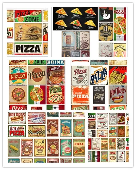 Новый итальянский плакат с пиццей Нью-Йорк, ретро-стиль, свежий попкорн, настенное украшение, металлические знаки, искусство на стену