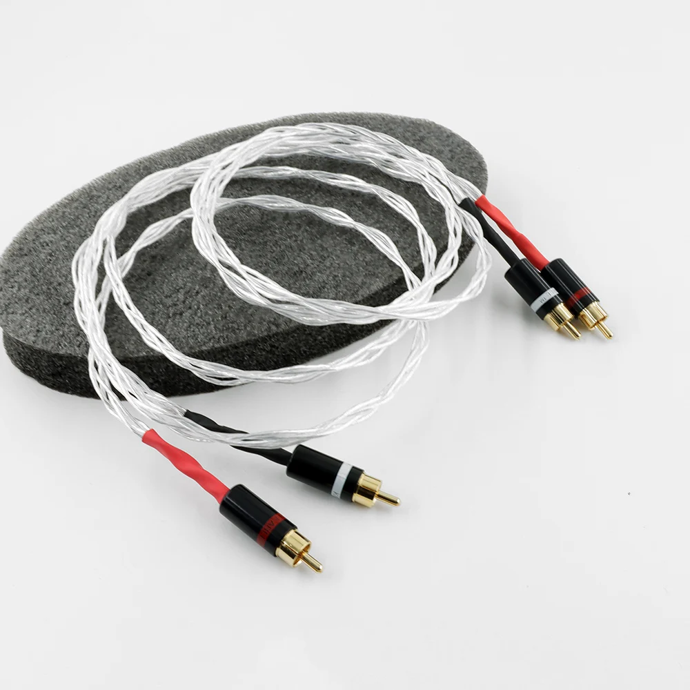 

Пара высококачественных аудиокабелей RCA 4AG с позолоченным штекером RCA на RCA, серебристый провод, стандартный удлинитель