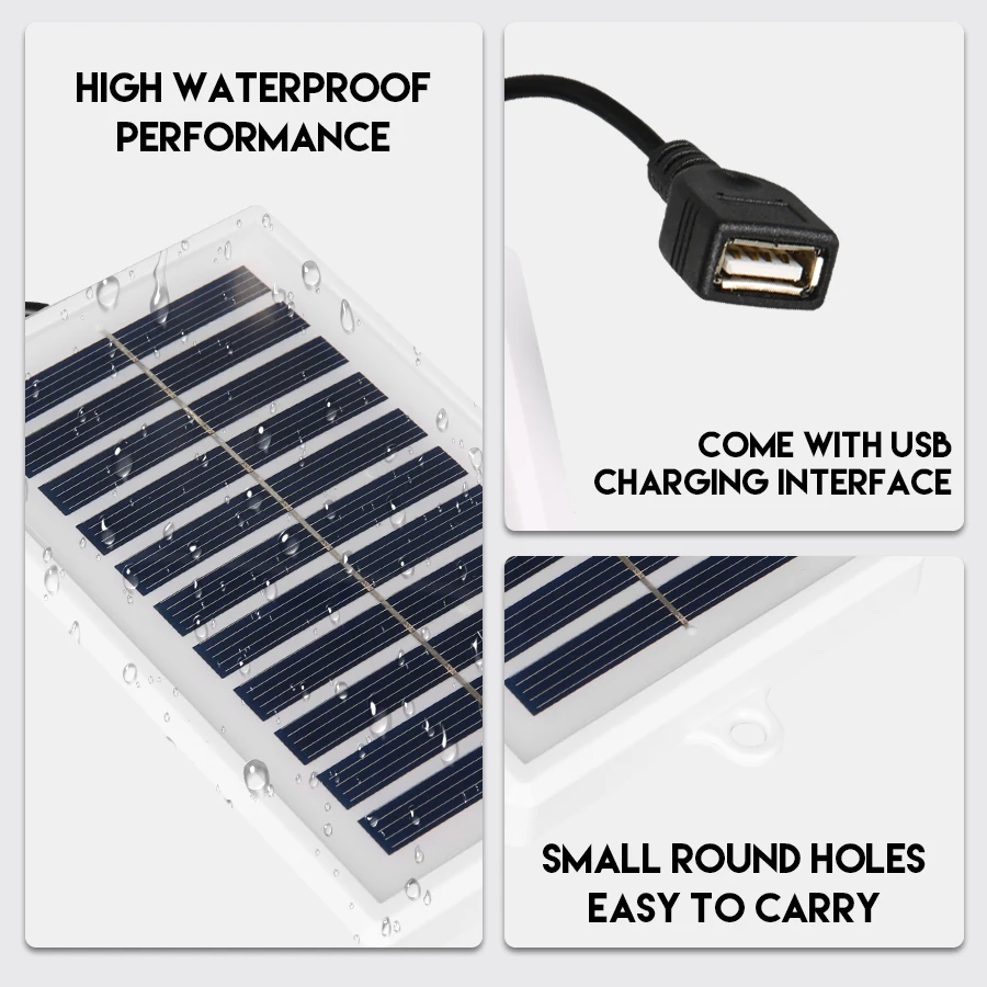 Cargador Solar portátil, salida USB para uso en exteriores, para viajes y Camping, linterna, carga de ventilador, 1 ud.